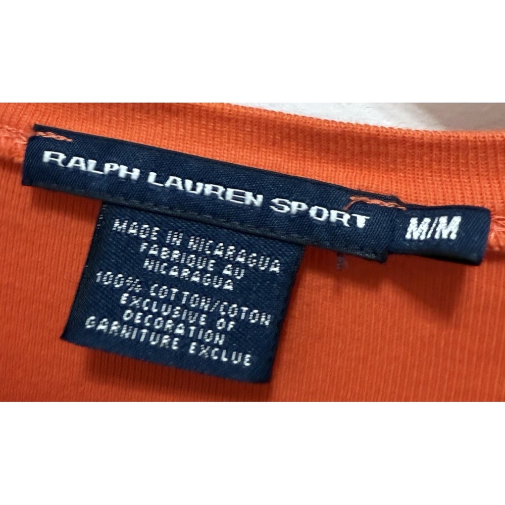 Ralph Lauren Sport Long Sleeve Crewneck Orange Size M 100% Cotton - Picture 8 of 8